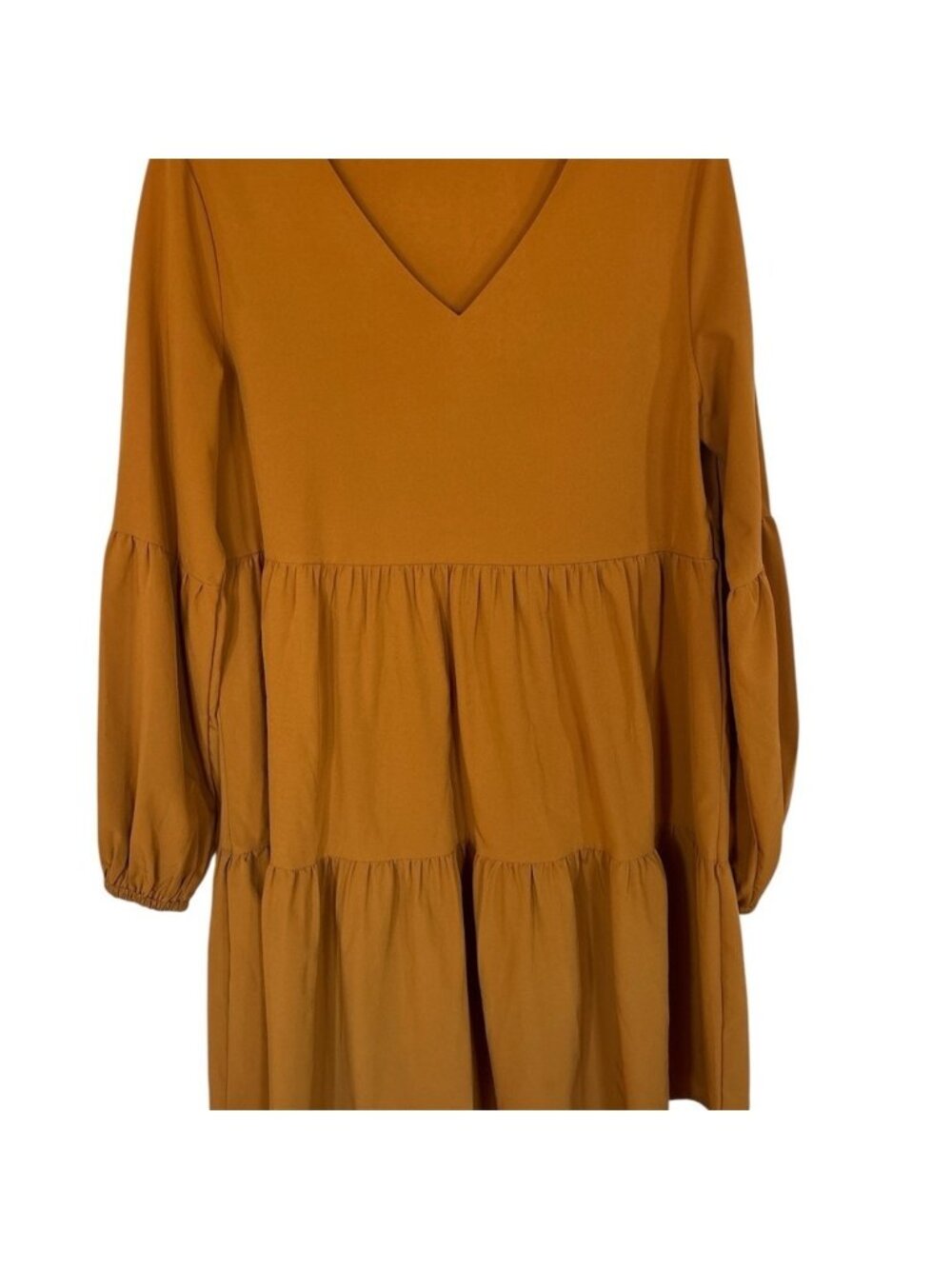 Arolina Women's Long Sleeve Tunic Dress V Neck Casual Loose Fall mustard
